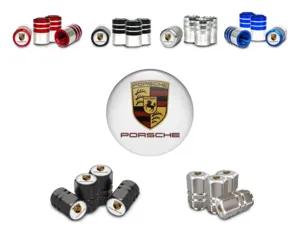 Porsche Tire Valve Covers for Cars Domed Design
